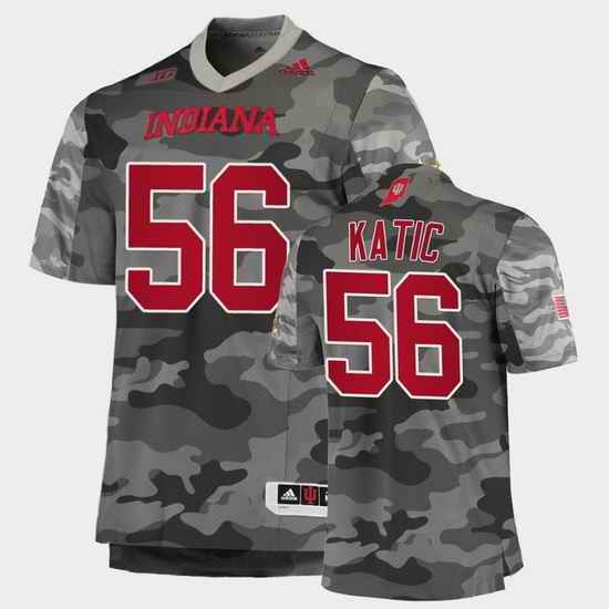 Men Indiana Hoosiers Mike Katic College Football Gray Salute To Service Jersey